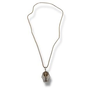 Joe Rodeo 10K Gold Pharaoh Diamond Pendant Necklace 30" Franco Chain 21g Weight
